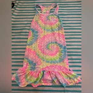 Girls 14 Angel Beach Multicolor Pink Green Tie-Dye Crochet cover up Dress